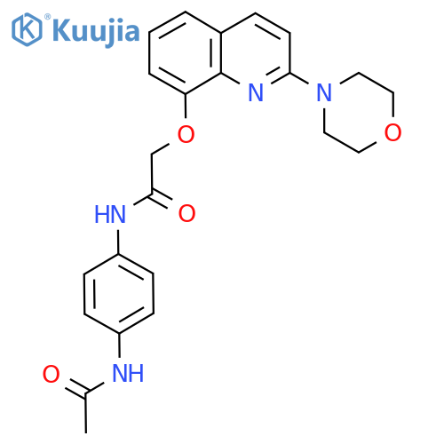 N-(4-acetamidophenyl)-2-{2-(morpholin-4-yl)quinolin-8-yloxy}acetamide structure