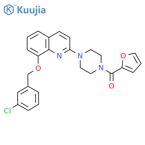 8-(3-chlorophenyl)methoxy-2-4-(furan-2-carbonyl)piperazin-1-ylquinoline structure
