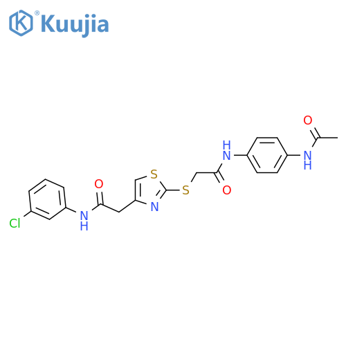 2-(4-{(3-chlorophenyl)carbamoylmethyl}-1,3-thiazol-2-yl)sulfanyl-N-(4-acetamidophenyl)acetamide structure