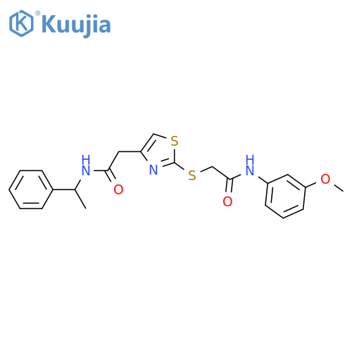 2-2-({(3-methoxyphenyl)carbamoylmethyl}sulfanyl)-1,3-thiazol-4-yl-N-(1-phenylethyl)acetamide structure
