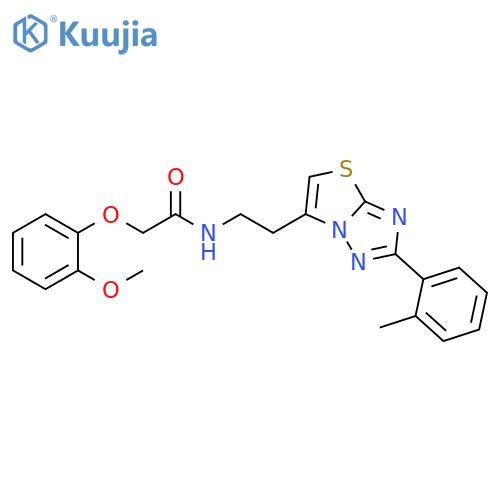 2-(2-methoxyphenoxy)-N-{2-2-(2-methylphenyl)-1,2,4triazolo3,2-b1,3thiazol-6-ylethyl}acetamide structure