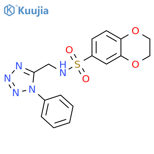 N-(1-phenyl-1H-1,2,3,4-tetrazol-5-yl)methyl-2,3-dihydro-1,4-benzodioxine-6-sulfonamide structure