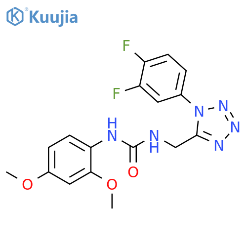 3-{1-(3,4-difluorophenyl)-1H-1,2,3,4-tetrazol-5-ylmethyl}-1-(2,4-dimethoxyphenyl)urea structure