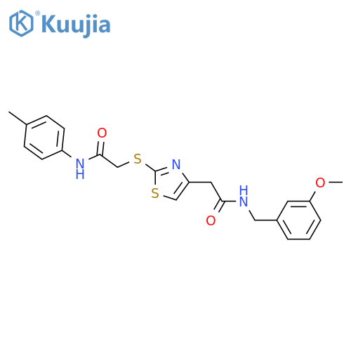 N-(3-methoxyphenyl)methyl-2-2-({(4-methylphenyl)carbamoylmethyl}sulfanyl)-1,3-thiazol-4-ylacetamide structure