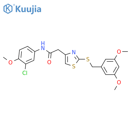 N-(3-chloro-4-methoxyphenyl)-2-(2-{(3,5-dimethoxyphenyl)methylsulfanyl}-1,3-thiazol-4-yl)acetamide structure
