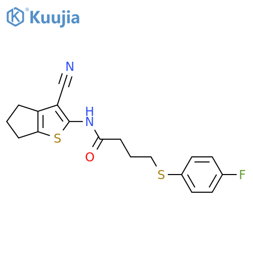 N-{3-cyano-4H,5H,6H-cyclopentabthiophen-2-yl}-4-(4-fluorophenyl)sulfanylbutanamide structure