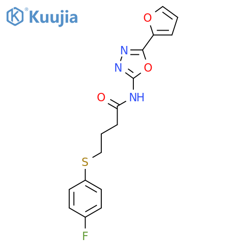 4-(4-fluorophenyl)sulfanyl-N-5-(furan-2-yl)-1,3,4-oxadiazol-2-ylbutanamide structure