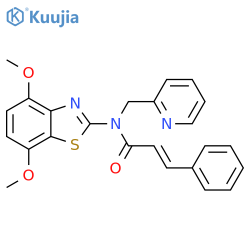 (2E)-N-(4,7-dimethoxy-1,3-benzothiazol-2-yl)-3-phenyl-N-(pyridin-2-yl)methylprop-2-enamide structure