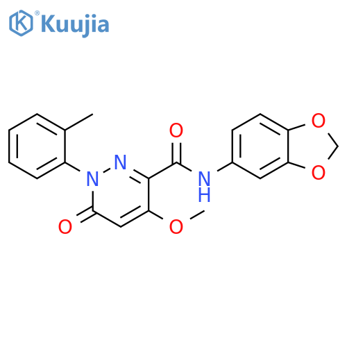 N-(2H-1,3-benzodioxol-5-yl)-4-methoxy-1-(2-methylphenyl)-6-oxo-1,6-dihydropyridazine-3-carboxamide structure