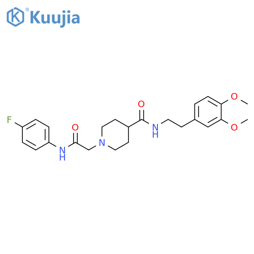 N-2-(3,4-dimethoxyphenyl)ethyl-1-{(4-fluorophenyl)carbamoylmethyl}piperidine-4-carboxamide structure