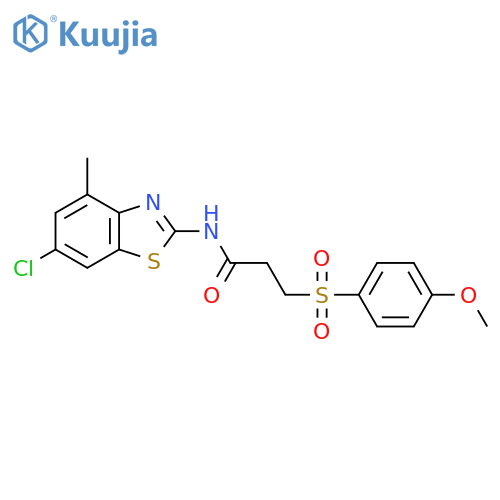 N-(6-chloro-4-methyl-1,3-benzothiazol-2-yl)-3-(4-methoxybenzenesulfonyl)propanamide structure