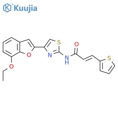 (2E)-N-4-(7-ethoxy-1-benzofuran-2-yl)-1,3-thiazol-2-yl-3-(thiophen-2-yl)prop-2-enamide structure