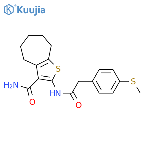 2-{2-4-(methylsulfanyl)phenylacetamido}-4H,5H,6H,7H,8H-cycloheptabthiophene-3-carboxamide structure