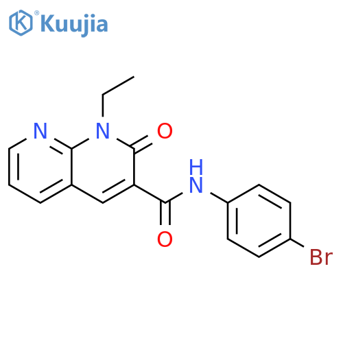 N-(4-bromophenyl)-1-ethyl-2-oxo-1,2-dihydro-1,8-naphthyridine-3-carboxamide structure