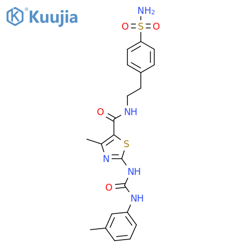 4-methyl-2-{(3-methylphenyl)carbamoylamino}-N-2-(4-sulfamoylphenyl)ethyl-1,3-thiazole-5-carboxamide structure