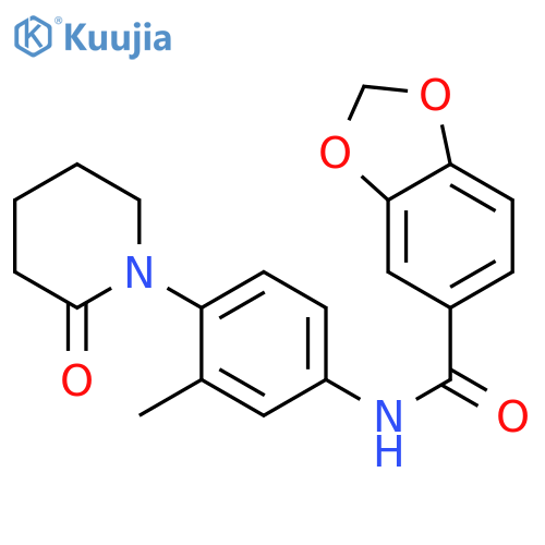 N-3-methyl-4-(2-oxopiperidin-1-yl)phenyl-2H-1,3-benzodioxole-5-carboxamide structure