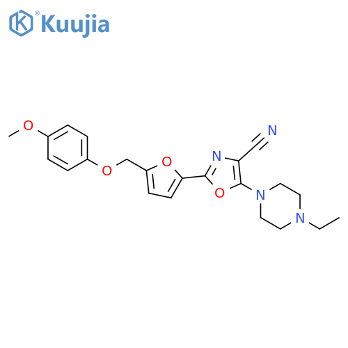 5-(4-ethylpiperazin-1-yl)-2-{5-(4-methoxyphenoxy)methylfuran-2-yl}-1,3-oxazole-4-carbonitrile structure