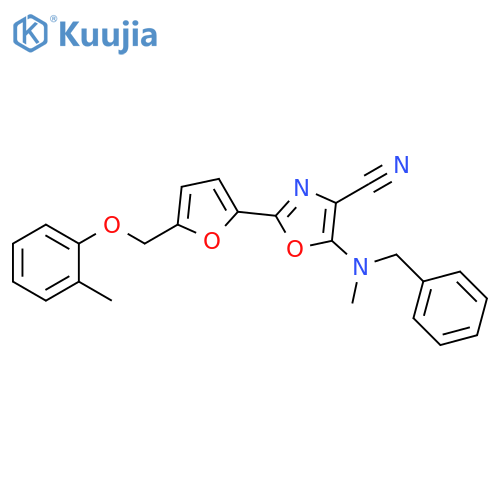 5-benzyl(methyl)amino-2-{5-(2-methylphenoxy)methylfuran-2-yl}-1,3-oxazole-4-carbonitrile structure