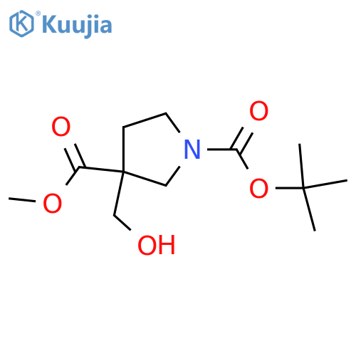1-tert-butyl 3-methyl 3-(hydroxymethyl)pyrrolidine-1,3-dicarboxylate structure