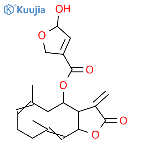 (6,10-Dimethyl-3-methylidene-2-oxo-3a,4,5,8,9,11a-hexahydrocyclodeca[b]furan-4-yl) 5-hydroxy-2,5-dihydrofuran-3-carboxylate structure