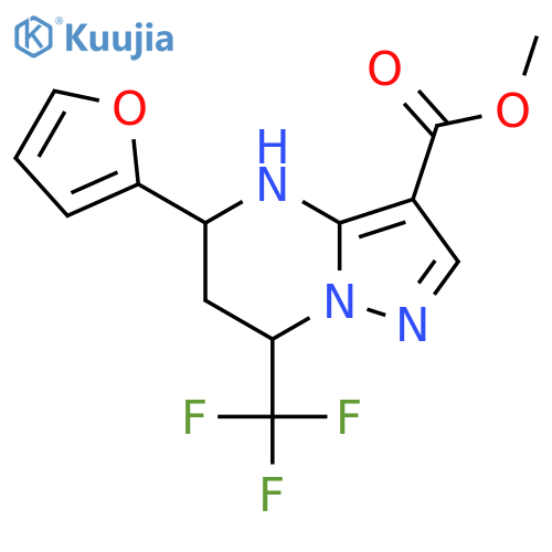 Methyl 5-(furan-2-yl)-7-(trifluoromethyl)-4,5,6,7-tetrahydropyrazolo[1,5-a]pyrimidine-3-carboxylate structure