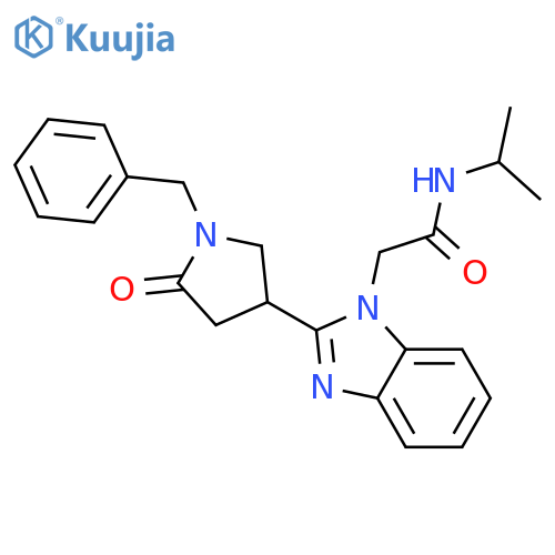 2-2-(1-benzyl-5-oxopyrrolidin-3-yl)-1H-1,3-benzodiazol-1-yl-N-(propan-2-yl)acetamide structure