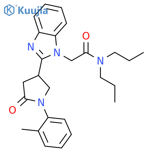 2-{2-1-(2-methylphenyl)-5-oxopyrrolidin-3-yl-1H-1,3-benzodiazol-1-yl}-N,N-dipropylacetamide structure