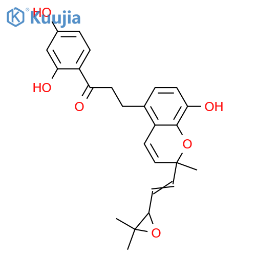 1-(2,4-Dihydroxyphenyl)-3-[8-hydroxy-2-methyl-2-(4-methyl-3-pentenyl)-2H-1-benzopyran-5-yl]-1-propanone; 4'',5''-Didehydro, 6''ξ,7''-epoxide structure
