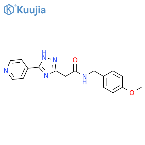 N-(4-methoxyphenyl)methyl-2-3-(pyridin-4-yl)-1H-1,2,4-triazol-5-ylacetamide structure