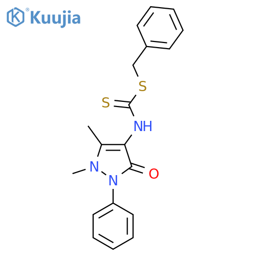 N-(1,5-dimethyl-3-oxo-2-phenyl-2,3-dihydro-1H-pyrazol-4-yl)(benzylsulfanyl)carbothioamide structure