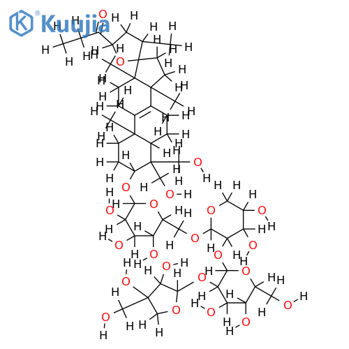 (23S)-3beta-[(O-beta-D-apiofuranosyl-(1->2)-O-beta-D-glucopyranosyl-(1->2)-alpha-L-arabinopyranosyl-(1->6)-beta-D-glucopyranosyl)oxy]-17alpha,23-epoxy-28,29-dihydroxy-27-norlanost-8-en-24-one structure