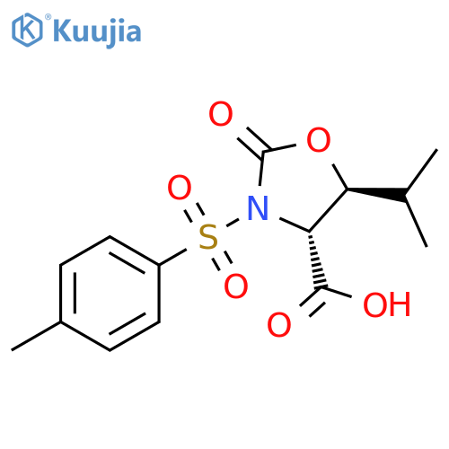 (4R,5S)-5-(1-Methylethyl)-3-[(4-methylphenyl)sulfonyl]-2-oxo-4-oxazolidinecarboxylic acid structure