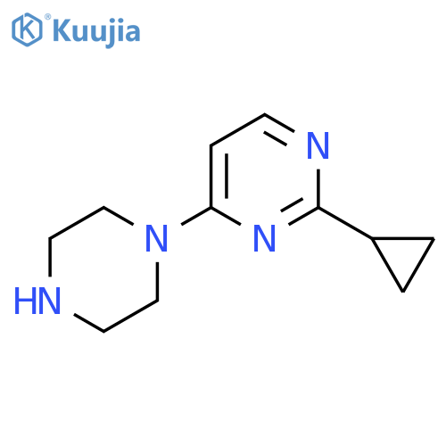 2-cyclopropyl-4-(piperazin-1-yl)pyrimidine structure