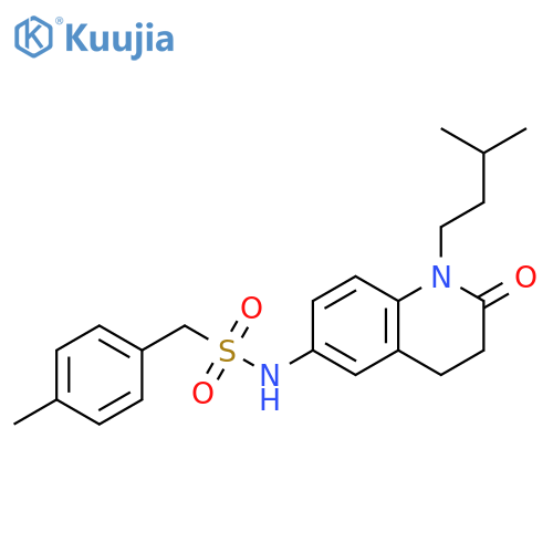N-1-(3-methylbutyl)-2-oxo-1,2,3,4-tetrahydroquinolin-6-yl-1-(4-methylphenyl)methanesulfonamide structure