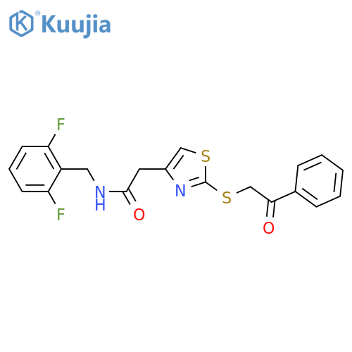 N-(2,6-difluorophenyl)methyl-2-{2-(2-oxo-2-phenylethyl)sulfanyl-1,3-thiazol-4-yl}acetamide structure