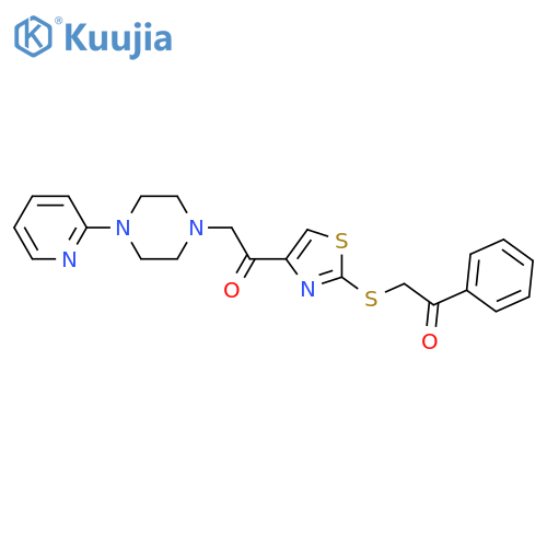 2-(4-{2-oxo-2-4-(pyridin-2-yl)piperazin-1-ylethyl}-1,3-thiazol-2-yl)sulfanyl-1-phenylethan-1-one structure