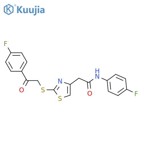 N-(4-fluorophenyl)-2-(2-{2-(4-fluorophenyl)-2-oxoethylsulfanyl}-1,3-thiazol-4-yl)acetamide structure