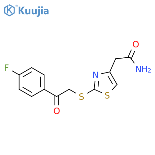 2-(2-{2-(4-fluorophenyl)-2-oxoethylsulfanyl}-1,3-thiazol-4-yl)acetamide structure