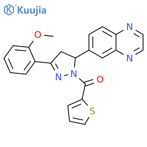 6-3-(2-methoxyphenyl)-1-(thiophene-2-carbonyl)-4,5-dihydro-1H-pyrazol-5-ylquinoxaline structure