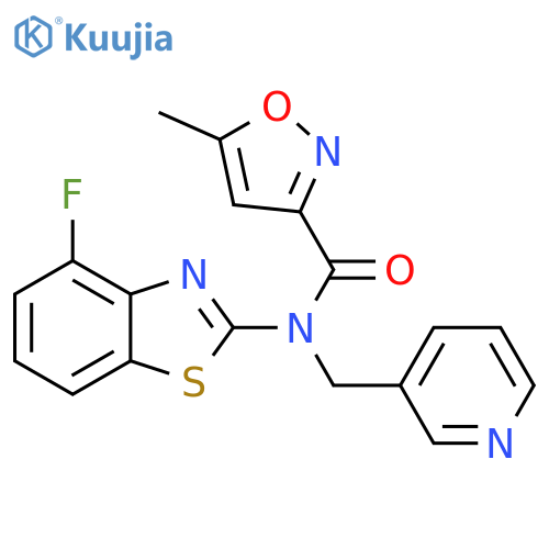 N-(4-fluoro-1,3-benzothiazol-2-yl)-5-methyl-N-(pyridin-3-yl)methyl-1,2-oxazole-3-carboxamide structure