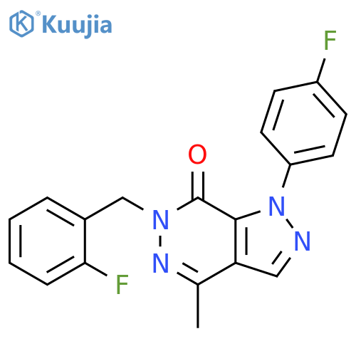 1-(4-fluorophenyl)-6-(2-fluorophenyl)methyl-4-methyl-1H,6H,7H-pyrazolo3,4-dpyridazin-7-one structure
