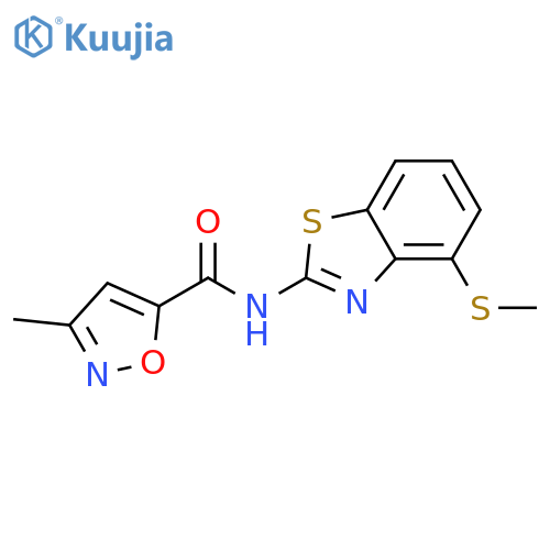 3-methyl-N-4-(methylsulfanyl)-1,3-benzothiazol-2-yl-1,2-oxazole-5-carboxamide structure