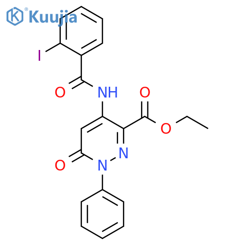 ethyl 4-(2-iodobenzamido)-6-oxo-1-phenyl-1,6-dihydropyridazine-3-carboxylate structure