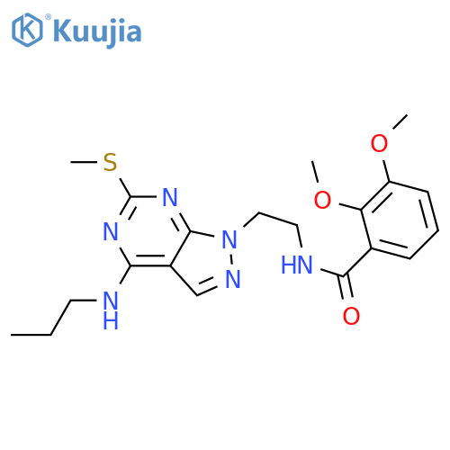 2,3-dimethoxy-N-{2-6-(methylsulfanyl)-4-(propylamino)-1H-pyrazolo3,4-dpyrimidin-1-ylethyl}benzamide structure
