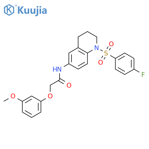 N-1-(4-fluorobenzenesulfonyl)-1,2,3,4-tetrahydroquinolin-6-yl-2-(3-methoxyphenoxy)acetamide structure
