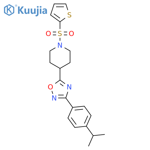 4-{3-4-(propan-2-yl)phenyl-1,2,4-oxadiazol-5-yl}-1-(thiophene-2-sulfonyl)piperidine structure