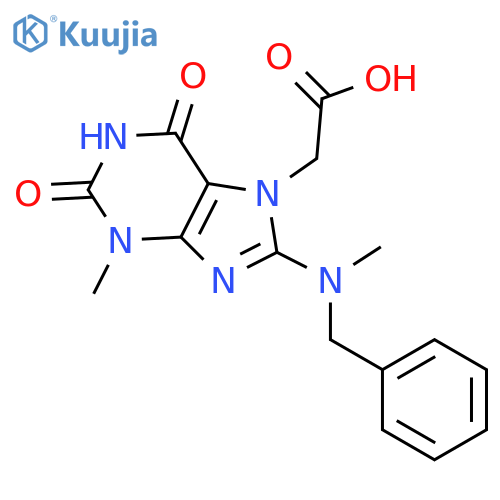 2-{8-benzyl(methyl)amino-3-methyl-2,6-dioxo-2,3,6,7-tetrahydro-1H-purin-7-yl}acetic acid structure