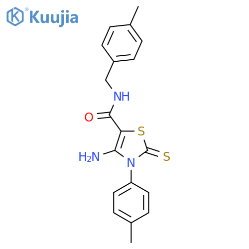 4-amino-N-(4-methylbenzyl)-2-thioxo-3-(p-tolyl)-2,3-dihydrothiazole-5-carboxamide structure
