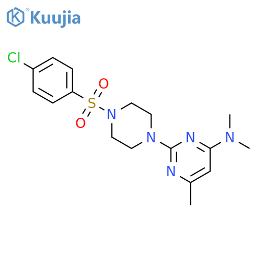 2-4-(4-chlorobenzenesulfonyl)piperazin-1-yl-N,N,6-trimethylpyrimidin-4-amine structure