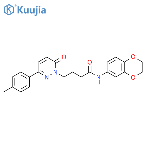N-(2,3-dihydro-1,4-benzodioxin-6-yl)-4-3-(4-methylphenyl)-6-oxo-1,6-dihydropyridazin-1-ylbutanamide structure